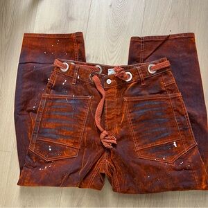We The Free Deep Orange Barrel Jeans